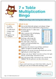 7 X Table Multiplication Bingo 2